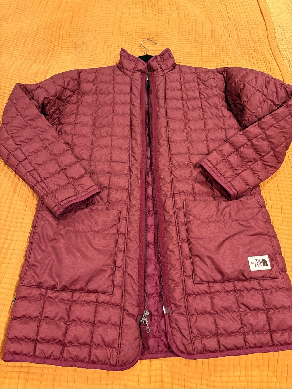 The North Face Women’s Burgundy Quilted Mid-Length Puffer Coat